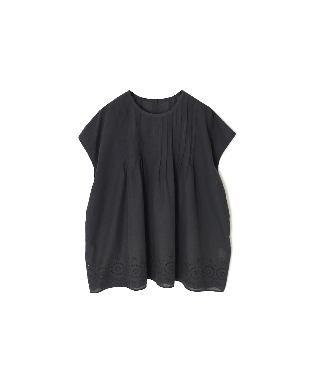 INSL26342(シャツ) 80s VOILE PLAIN WITH CUT WORK LACE CREW NECK FRENCH/SL SHIRTS WITH PINTUCK