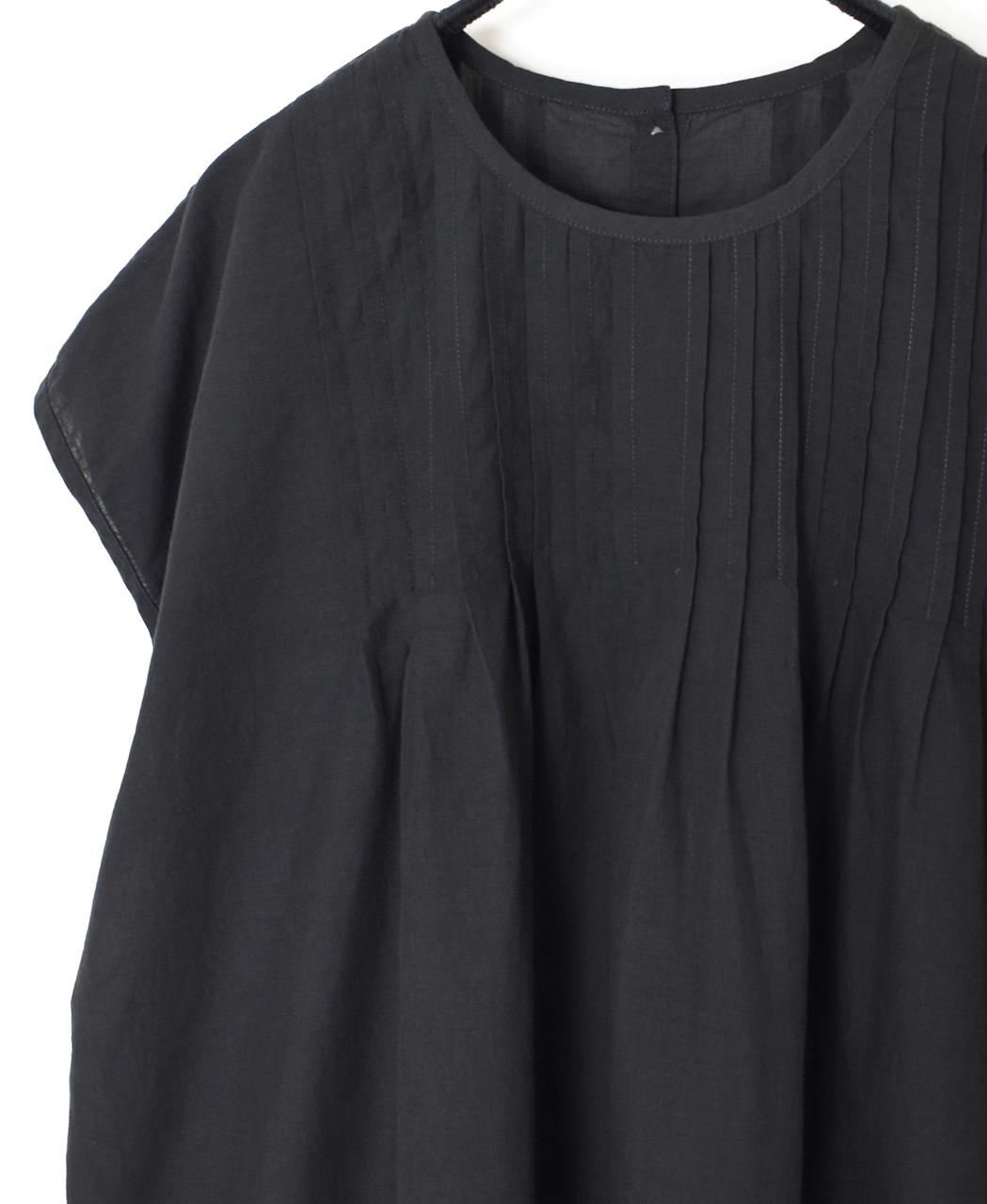 INSL26342(シャツ) 80s VOILE PLAIN WITH CUT WORK LACE CREW NECK FRENCH/SL SHIRTS WITH PINTUCK