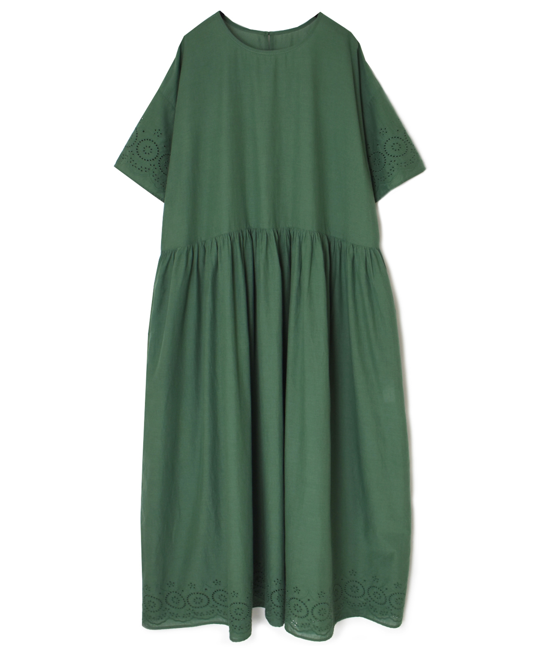 INSL26343(ワンピース) 80s VOILE PLAIN WITH CUT WORK LACE CREW NECK PULLOVER DRESS