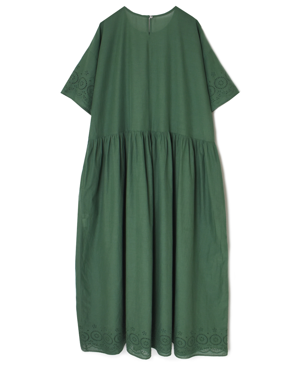 INSL26343(ワンピース) 80s VOILE PLAIN WITH CUT WORK LACE CREW NECK PULLOVER DRESS