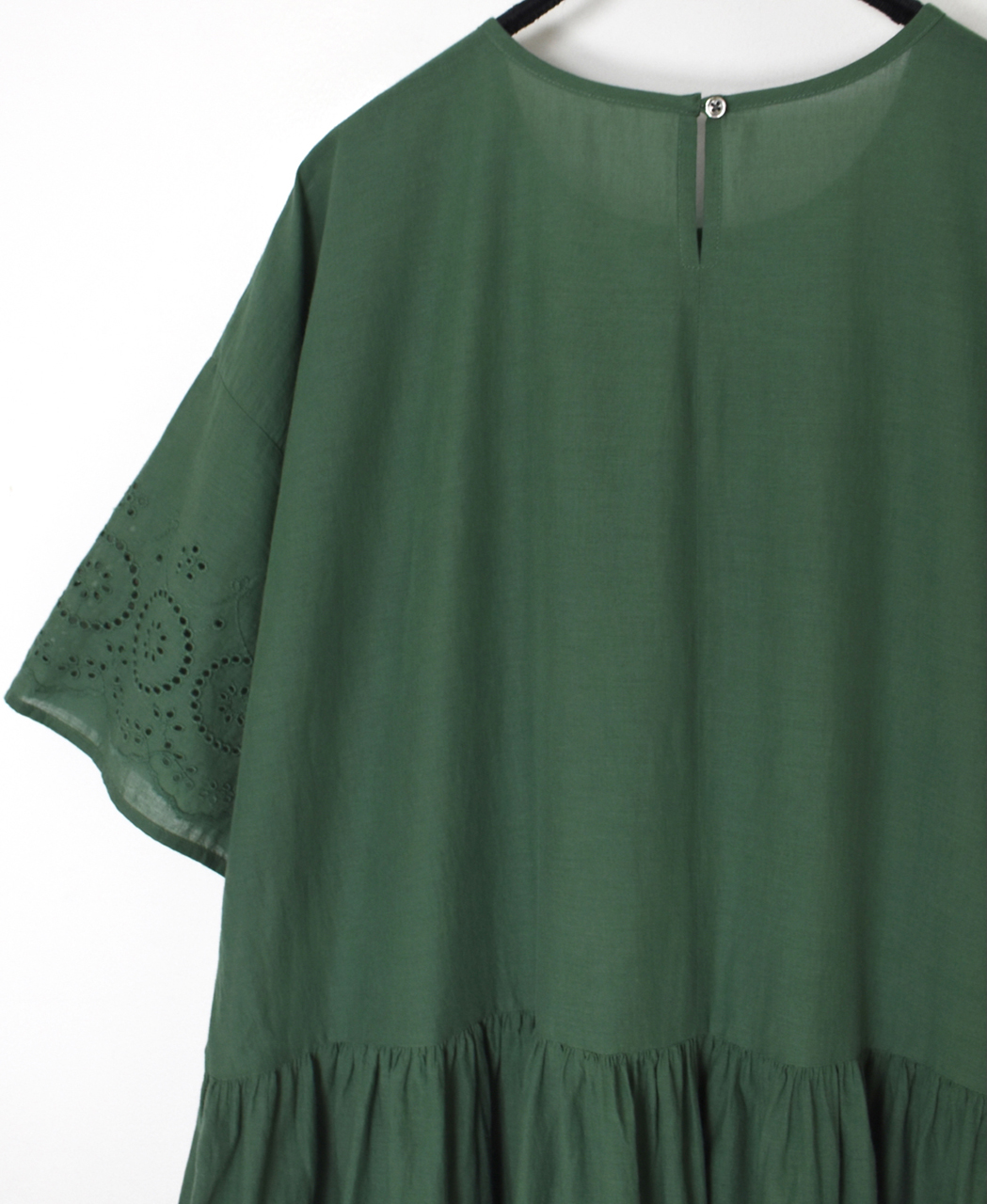 INSL26343(ワンピース) 80s VOILE PLAIN WITH CUT WORK LACE CREW NECK PULLOVER DRESS