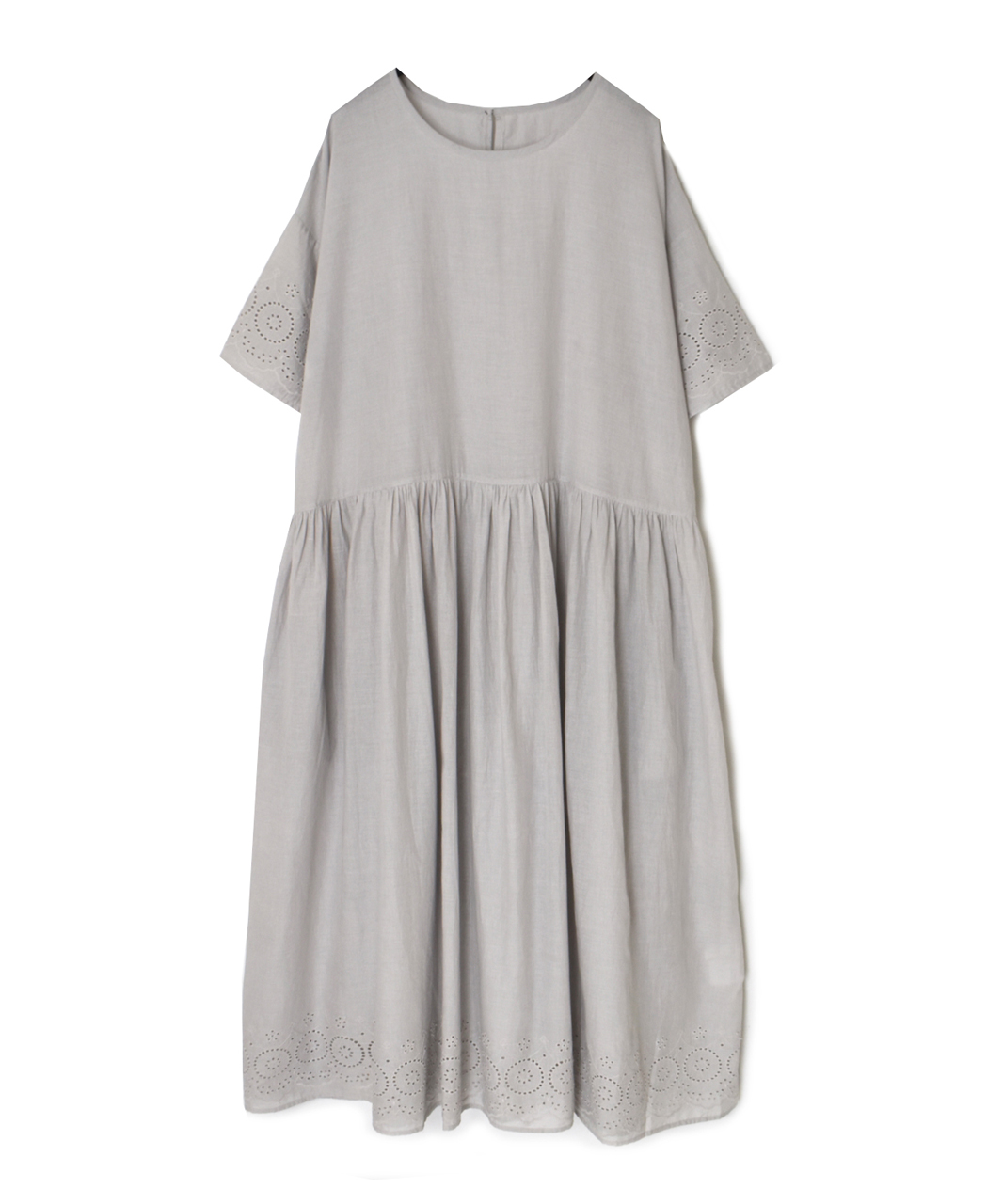 INSL26343(ワンピース) 80s VOILE PLAIN WITH CUT WORK LACE CREW NECK PULLOVER DRESS
