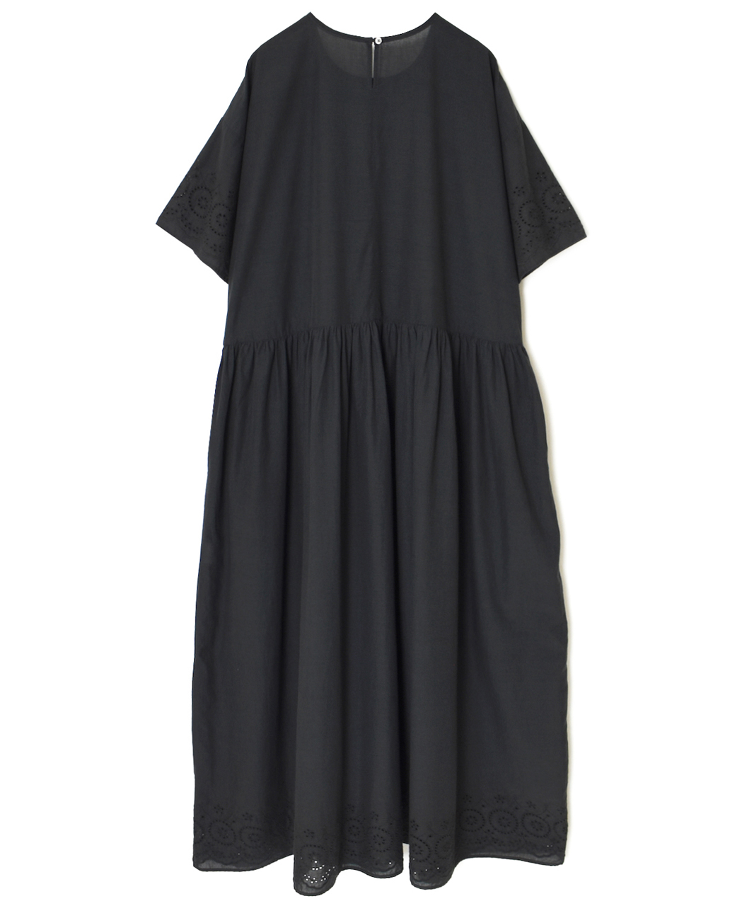 INSL26343(ワンピース) 80s VOILE PLAIN WITH CUT WORK LACE CREW NECK PULLOVER DRESS