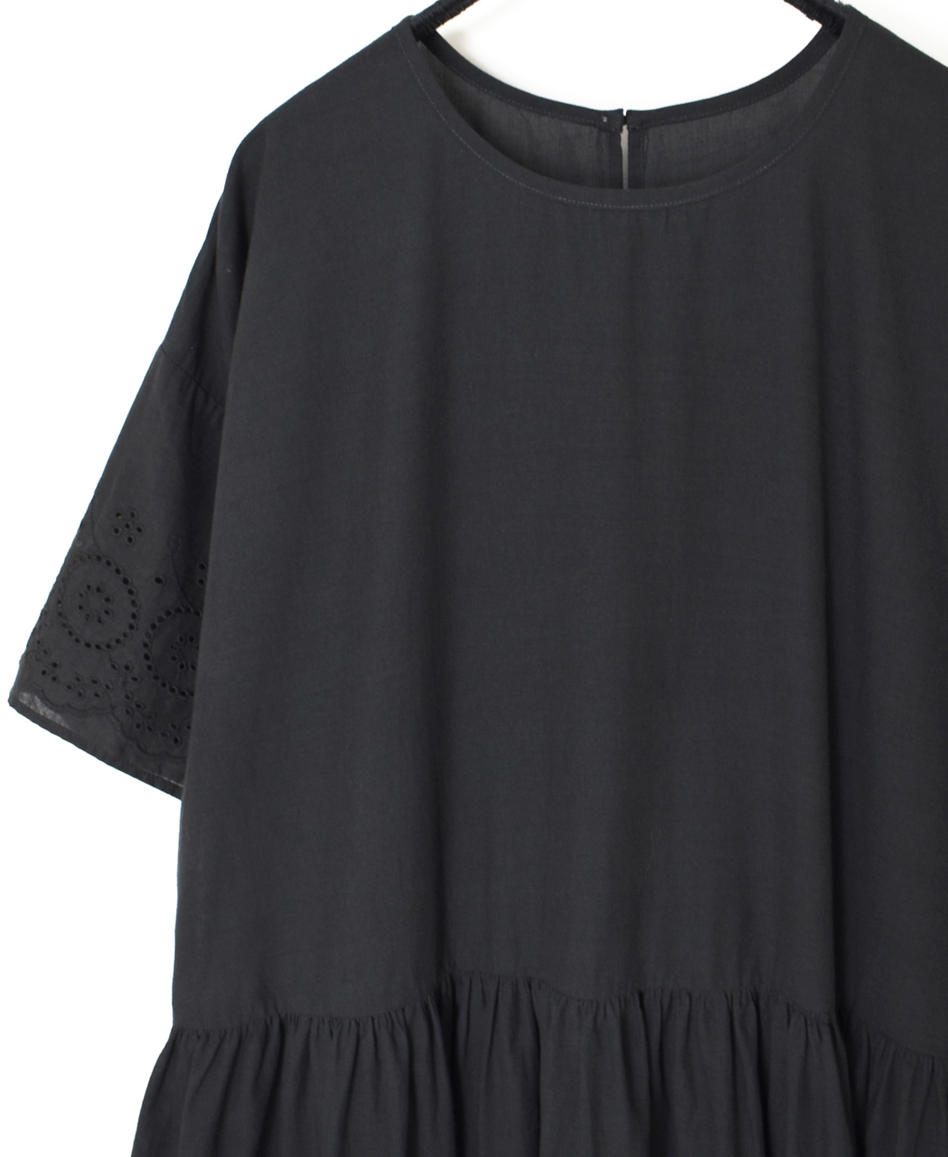 INSL26343(ワンピース) 80s VOILE PLAIN WITH CUT WORK LACE CREW NECK PULLOVER DRESS
