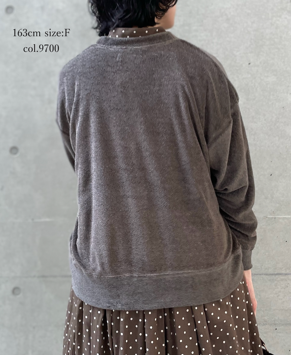 GNSL26031(カーディガン) LINEN POLYESTER PILE V-NECK 1BUTTON CARDIGAN
