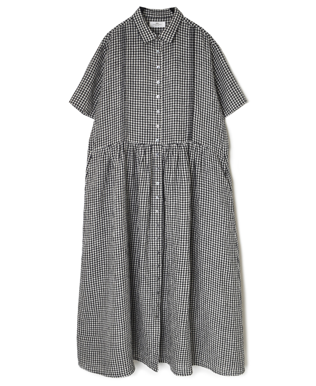 INSL26313(ワンピース) 60s LINEN GINGHAM CHECK REGULAR COLLAR S/SL DRESS