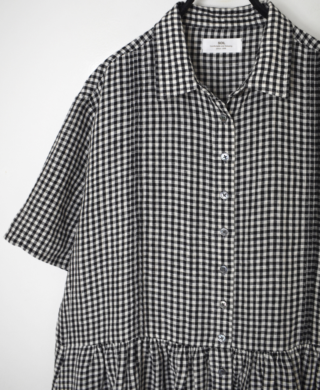 INSL26313(ワンピース) 60s LINEN GINGHAM CHECK REGULAR COLLAR S/SL DRESS