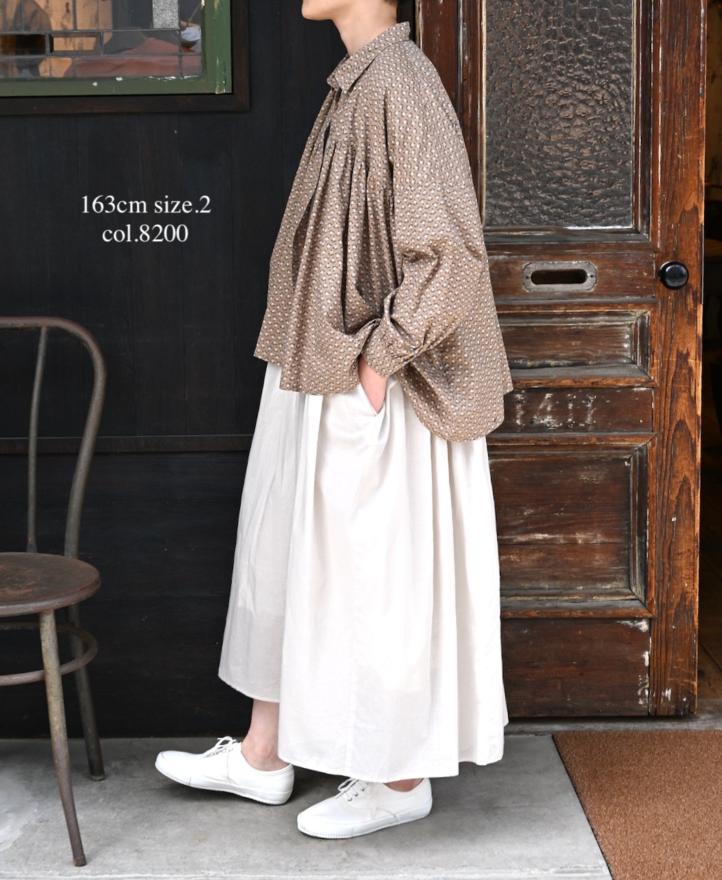 NMDS26243(ワンピース) 80s ORGANIC COTTON VOILE CREW-NECK HALF/SLEEVE DRESS WITH MINI PINTUCK