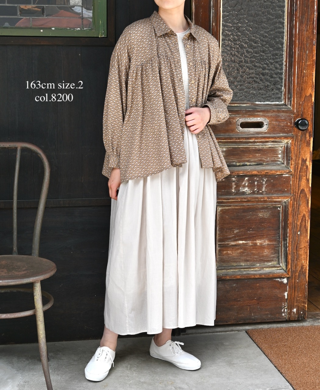 NMDS26243(ワンピース) 80s ORGANIC COTTON VOILE CREW-NECK HALF/SLEEVE DRESS WITH MINI PINTUCK