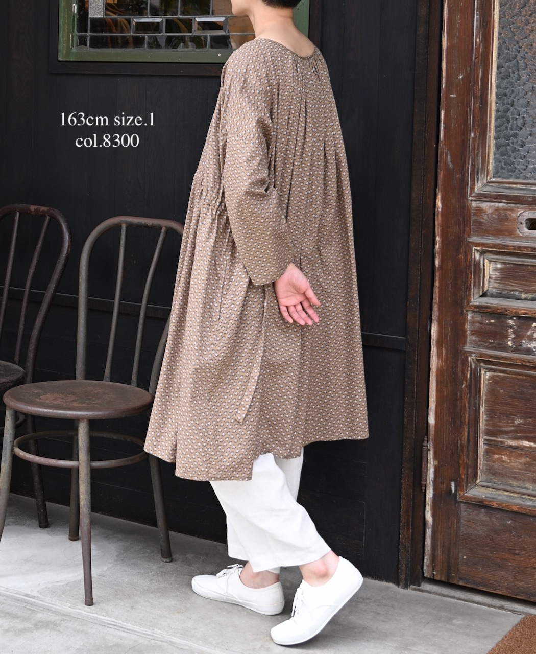 NSL26033(ワンピース) COTTON SLUB SMALL FLOWER PRINT 2WAY GATHERED SMOCK DRESS
