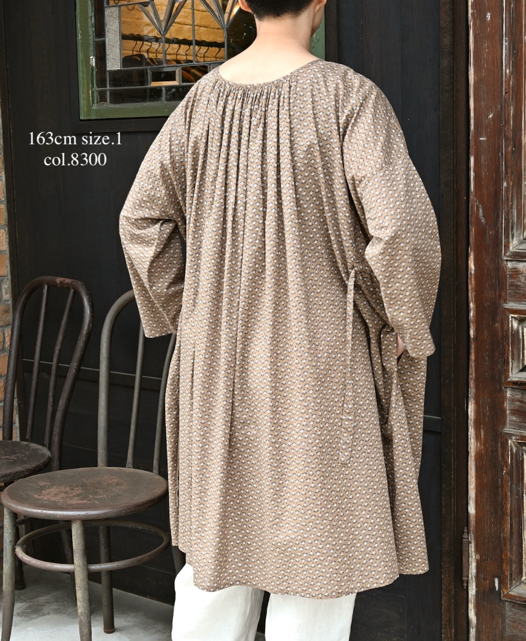 NSL26033(ワンピース) COTTON SLUB SMALL FLOWER PRINT 2WAY GATHERED SMOCK DRESS