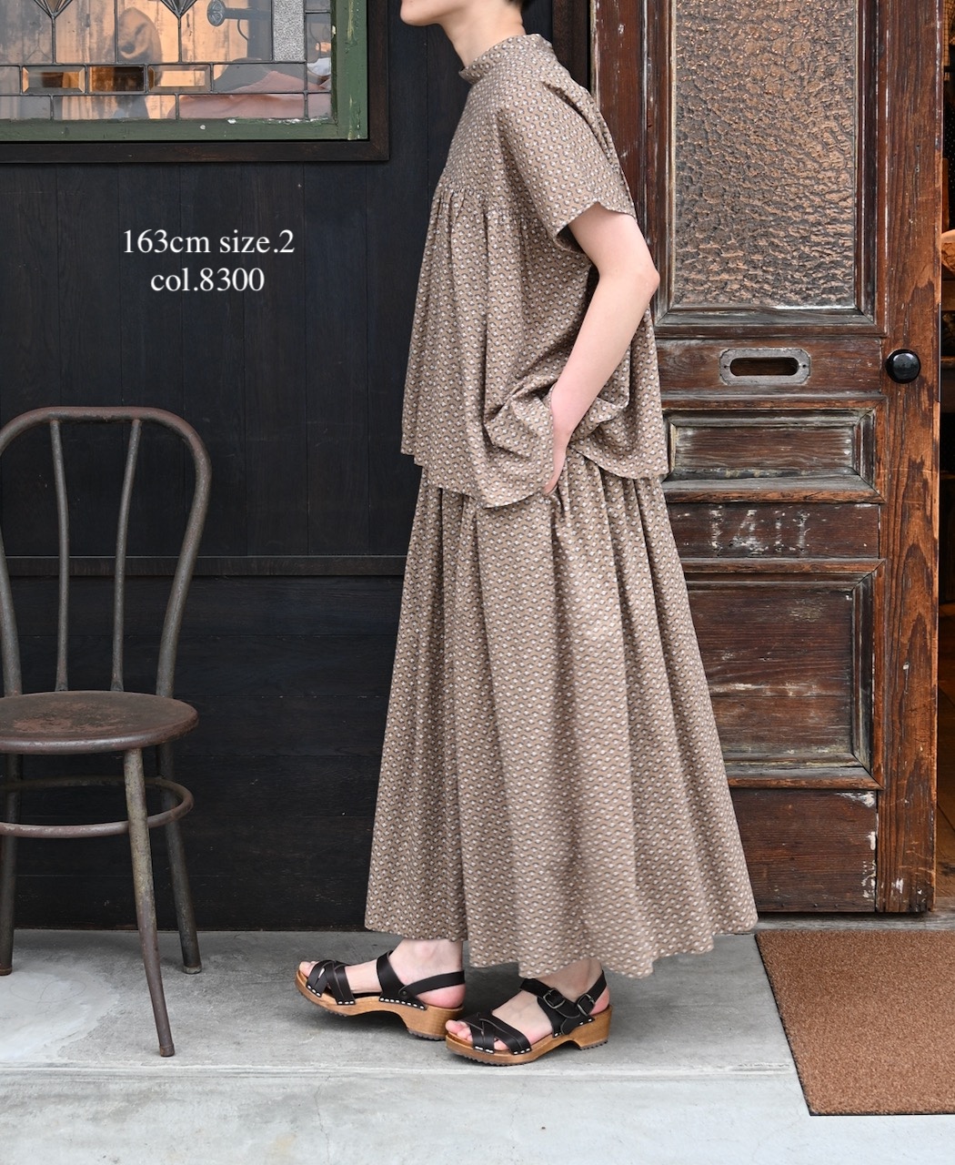 NSL26035(スカート) COTTON SLUB SMALL FLOWER PRINT GATHERED SKIRT