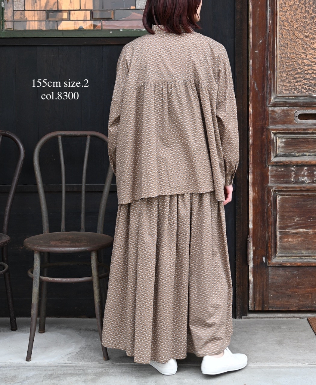 NSL26035(スカート) COTTON SLUB SMALL FLOWER PRINT GATHERED SKIRT