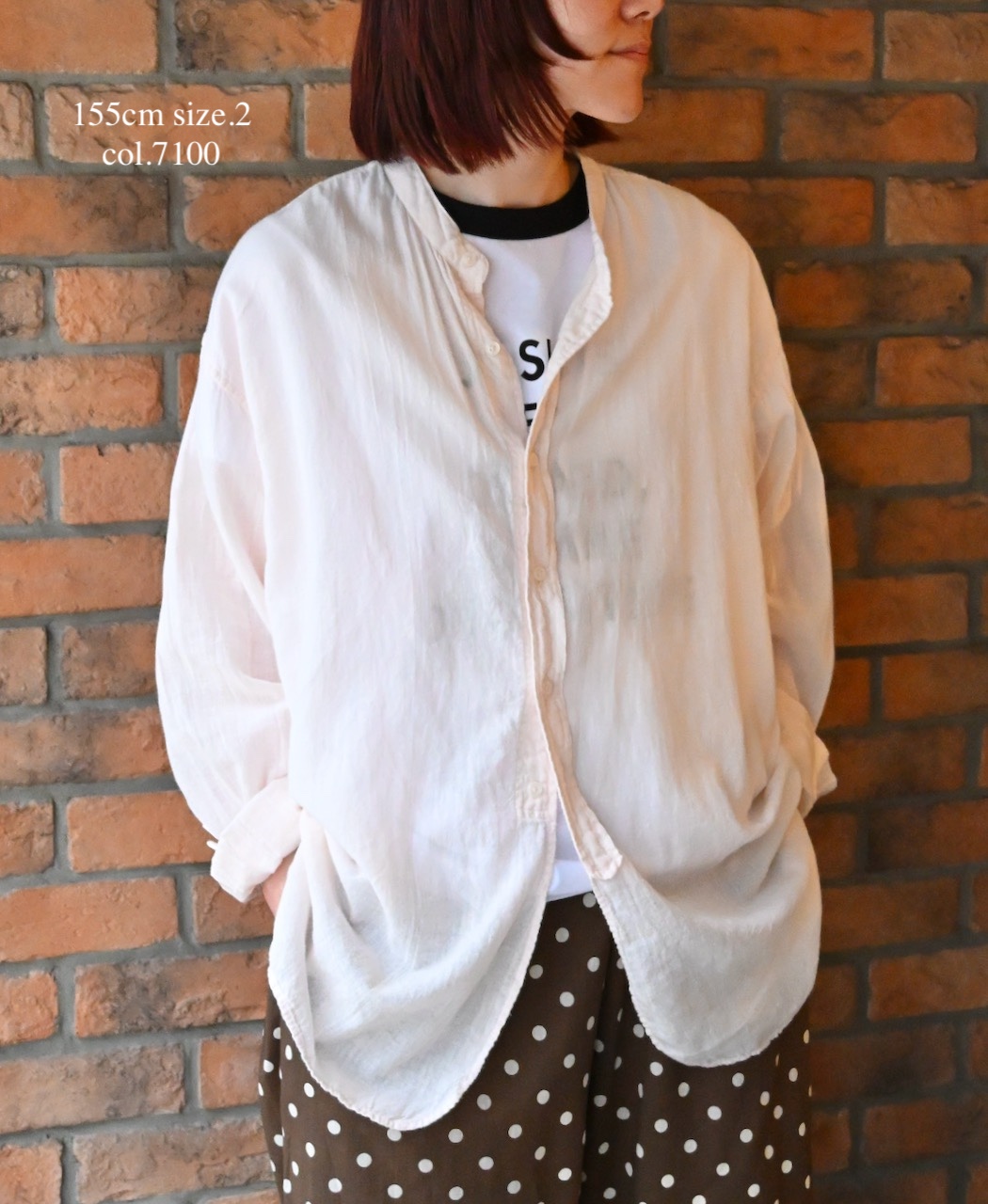 INAM2501G3D(シャツ) 30s GAUZE PLAIN OVERDYE UTILITY BANDED COLLAR SHIRT