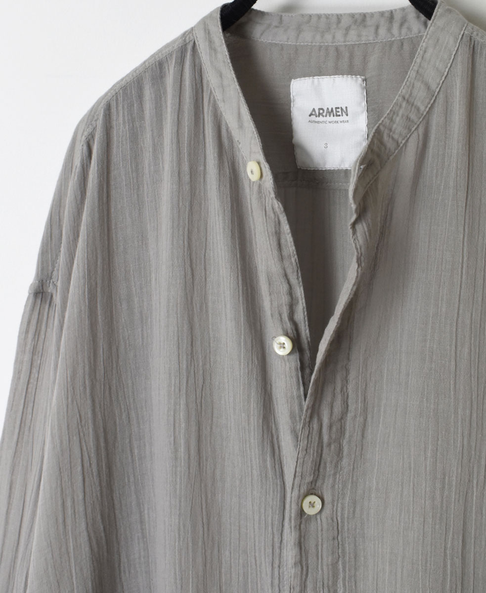 INAM2643GD(シャツ) 60s SINGLE GAUZE OVERDYED UTILITY BANDED COLLAR LONG SHIRT