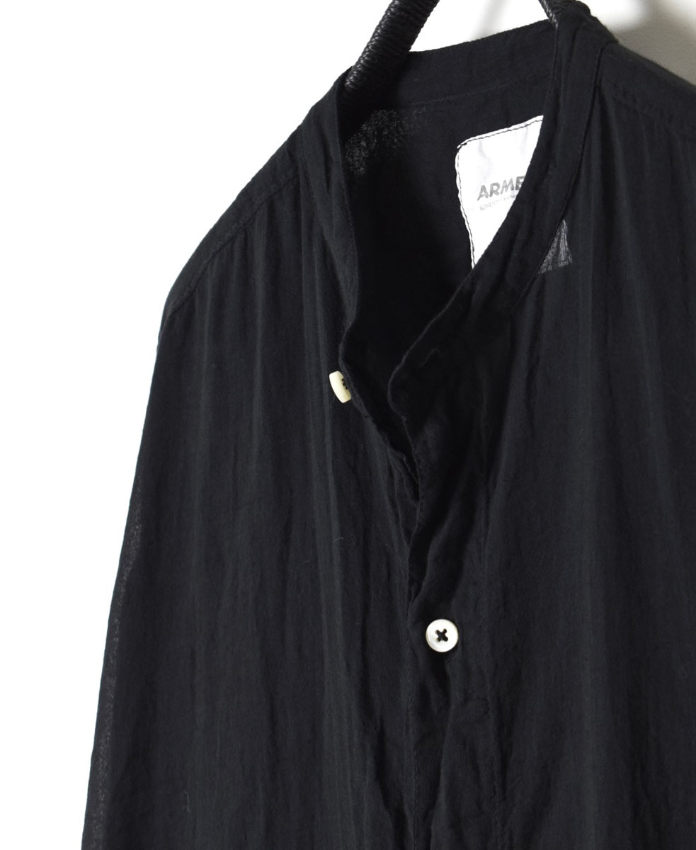 INAM2643GD(シャツ) 60s SINGLE GAUZE OVERDYED UTILITY BANDED COLLAR LONG SHIRT