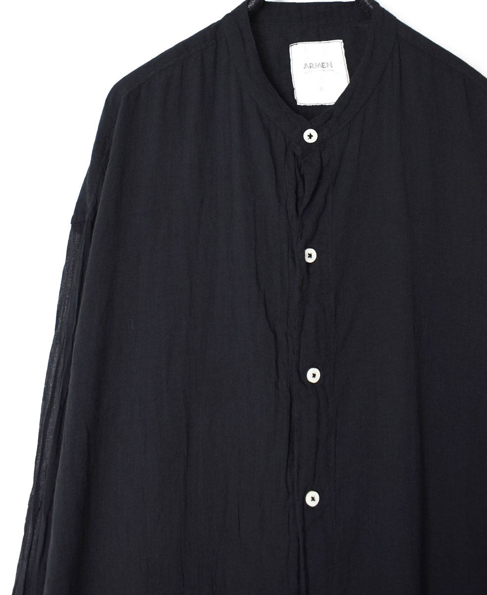 INAM2643GD(シャツ) 60s SINGLE GAUZE OVERDYED UTILITY BANDED COLLAR LONG SHIRT