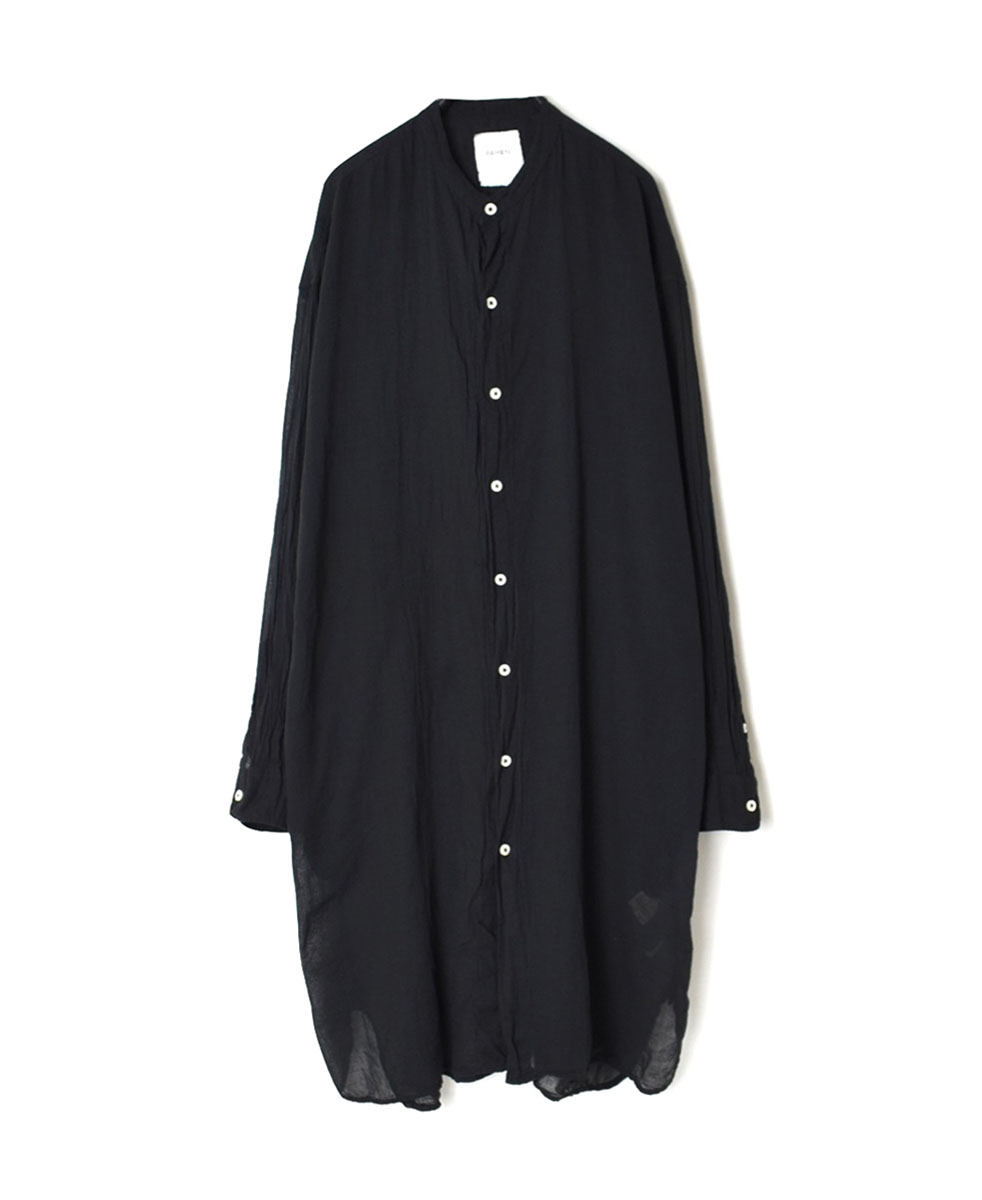 INAM2643GD(シャツ) 60s SINGLE GAUZE OVERDYED UTILITY BANDED COLLAR LONG SHIRT