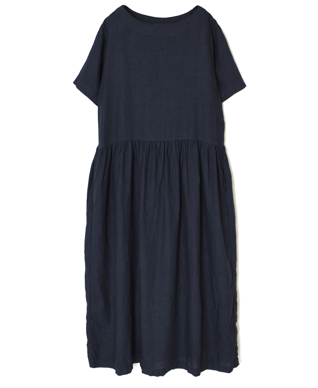 NAM1632LP (ワンピース) LINEN PLAIN (OVERDYE) BOAT NECK S/SL ONE-PIECE