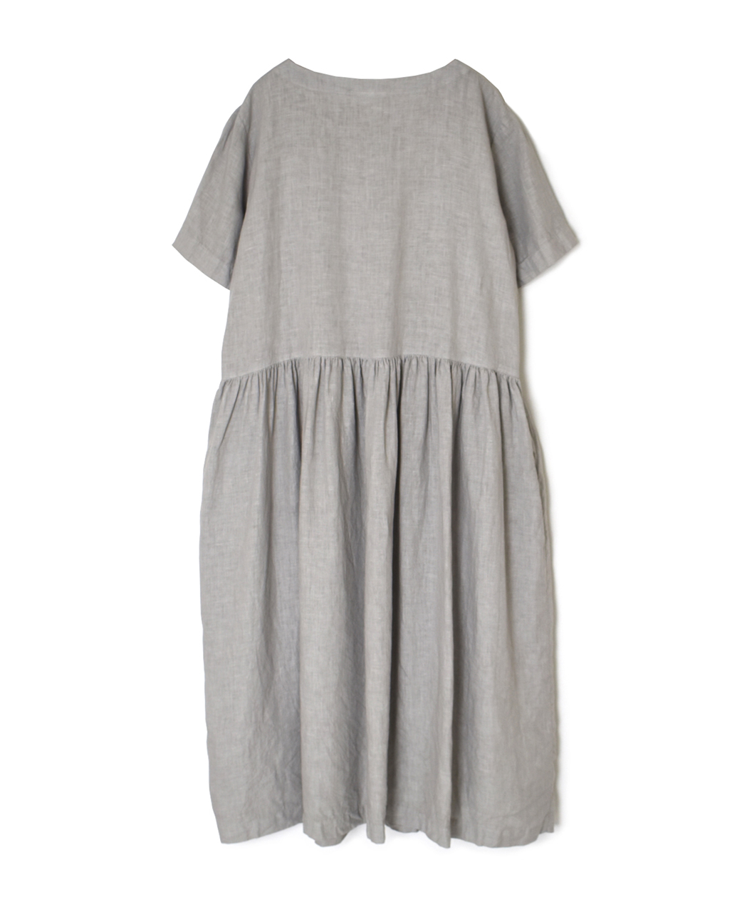 のぶ NAM1632LP (ワンピース) LINEN PLAIN (OVERDYE) BOAT NECK S/SL ONE