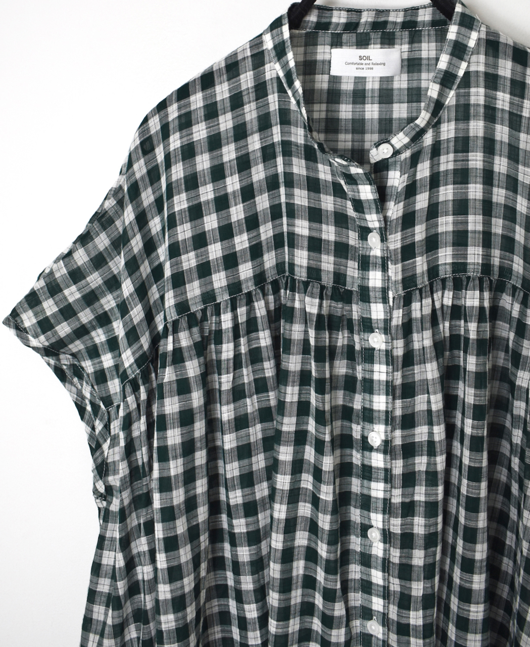 NSL26101(シャツ) FANCY GINGHAM CHECK BANDED COLLAR FRENCH/SL SHIRT