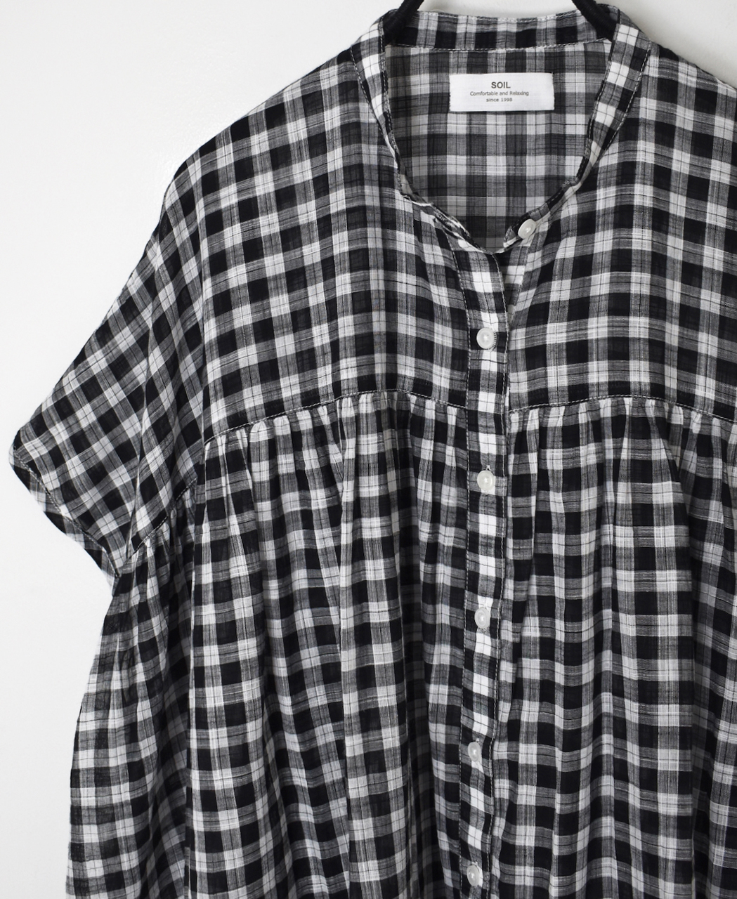 NSL26101(シャツ) FANCY GINGHAM CHECK BANDED COLLAR FRENCH/SL SHIRT