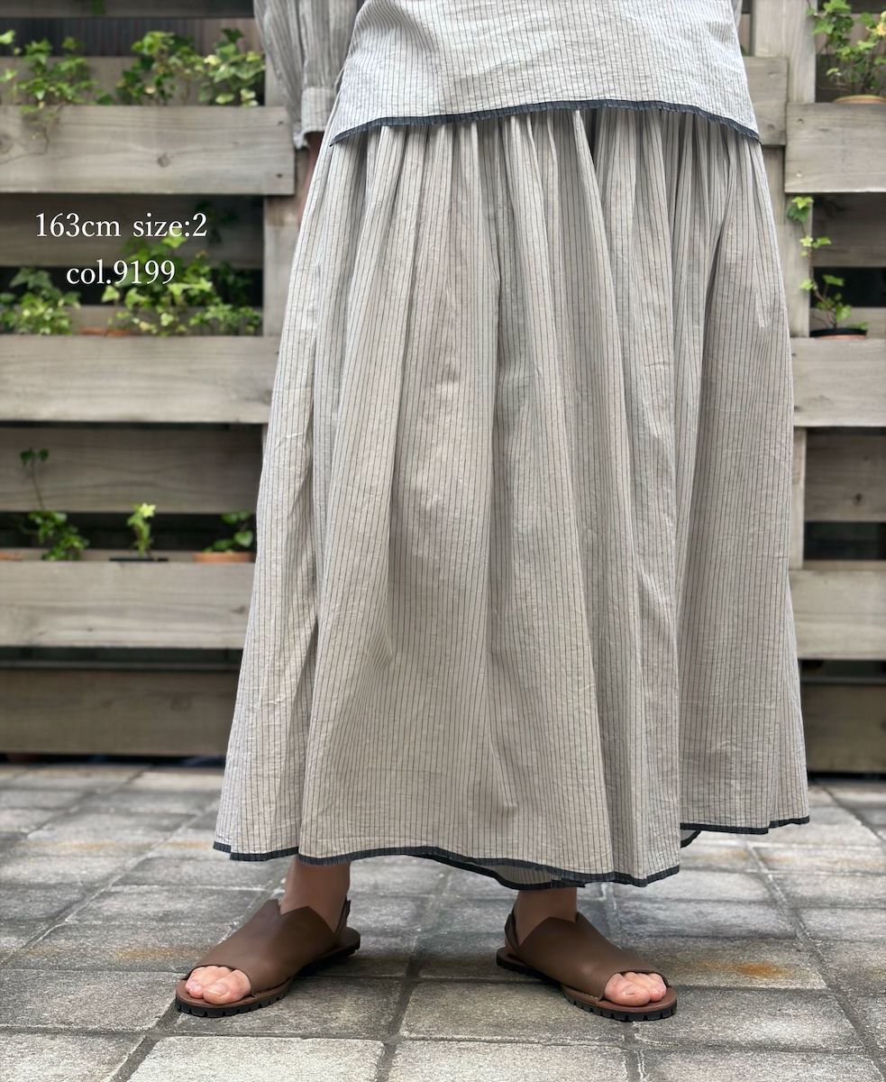 INMDS26065(キュロット) HANDWOVEN COTTON STRIPE CULOTTES WITH MINI PINTUCK