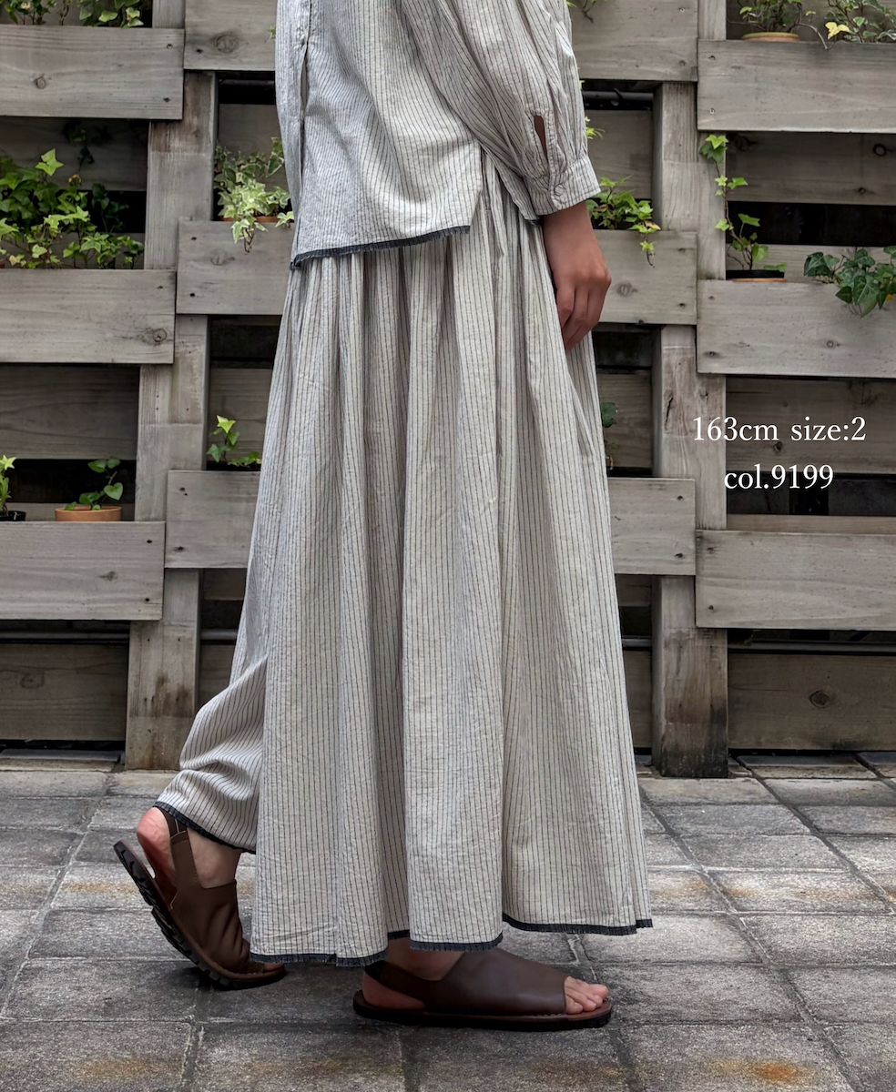 INMDS26065(キュロット) HANDWOVEN COTTON STRIPE CULOTTES WITH MINI PINTUCK