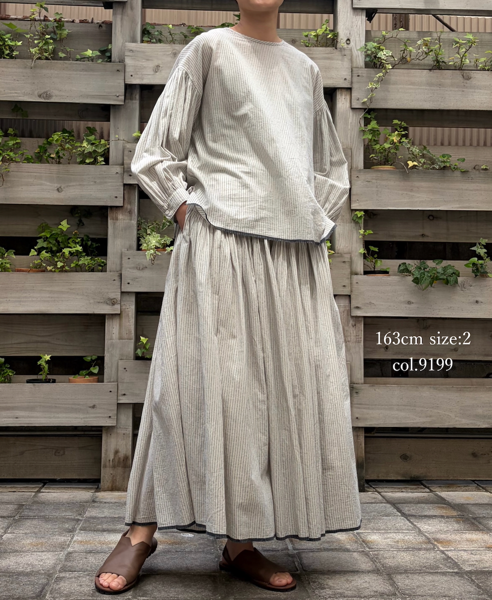 INMDS26065(キュロット) HANDWOVEN COTTON STRIPE CULOTTES WITH MINI PINTUCK
