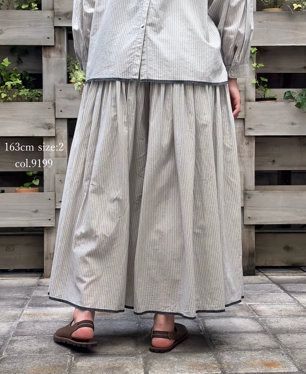 INMDS26065(キュロット) HANDWOVEN COTTON STRIPE CULOTTES WITH MINI PINTUCK