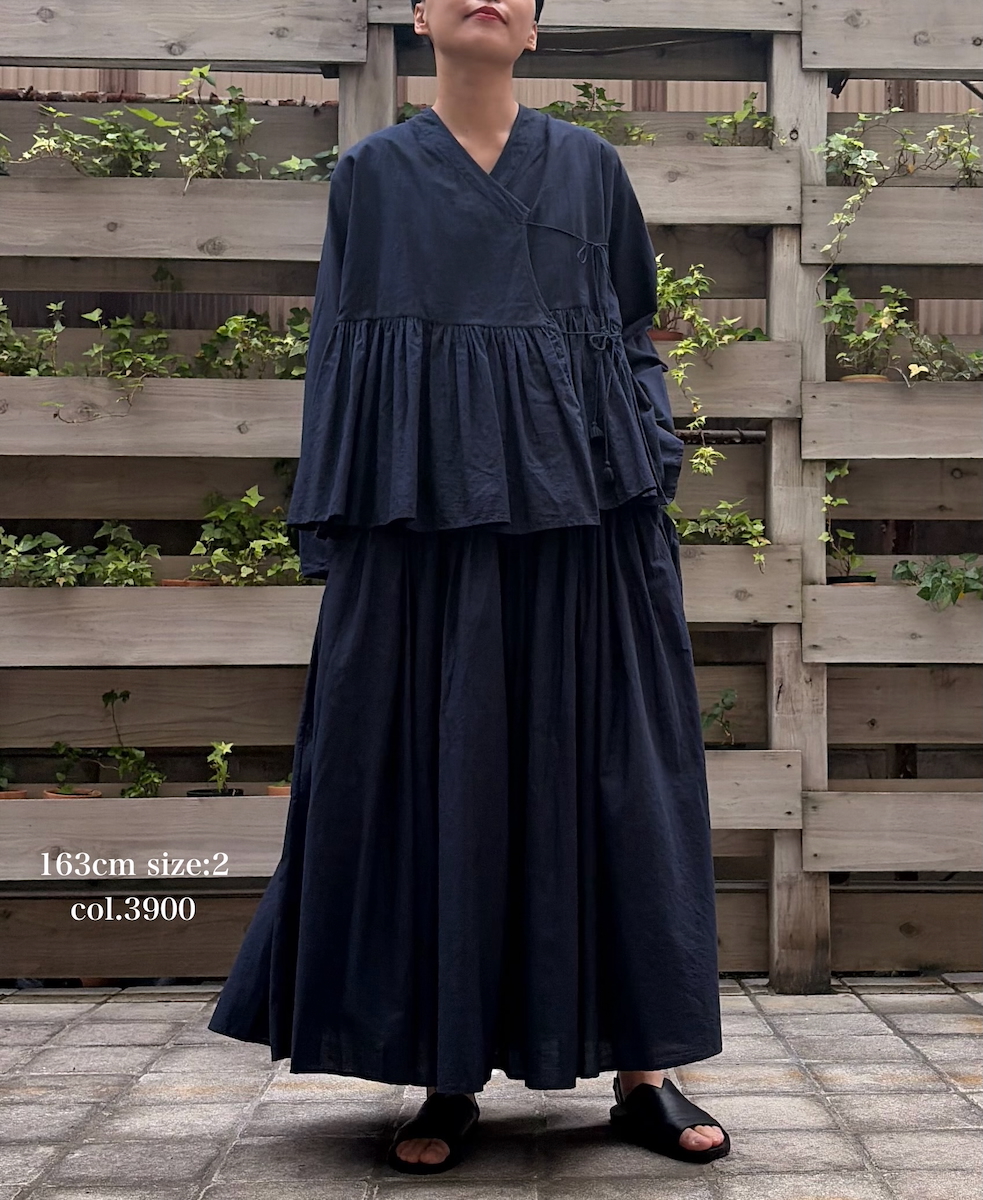 INMDS26055(スカート) HANDWOVEN COTTON HAKEME PINTUCK FLARED SKIRT