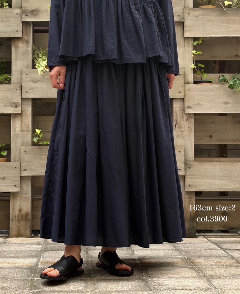 INMDS26055(スカート) HANDWOVEN COTTON HAKEME PINTUCK FLARED SKIRT