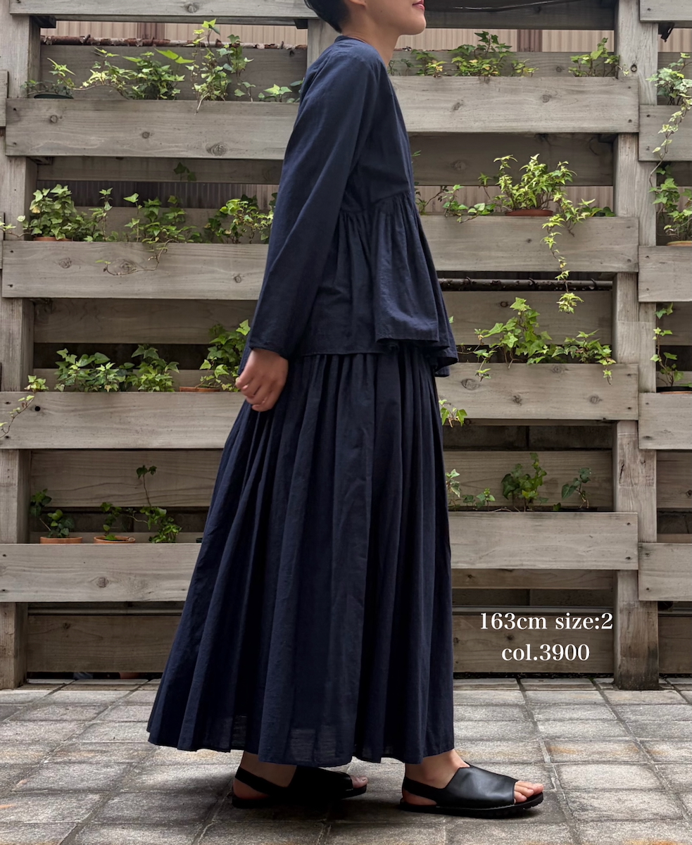 INMDS26055(スカート) HANDWOVEN COTTON HAKEME PINTUCK FLARED SKIRT