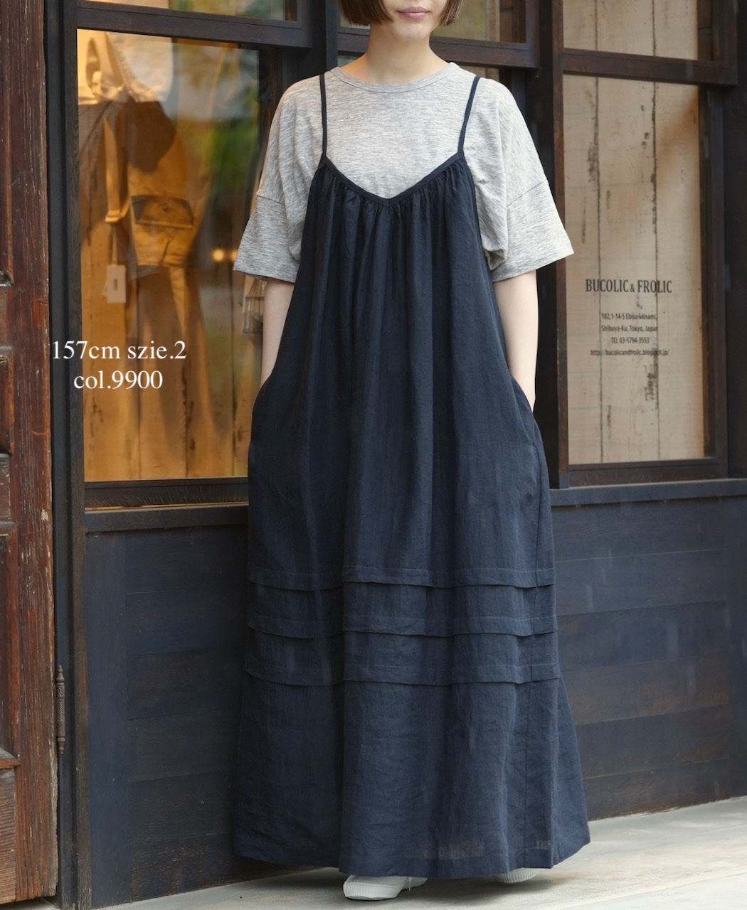 INSL26302(ワンピース) 60s LINEN PLAIN 2WAY CAMISOLE DRESS