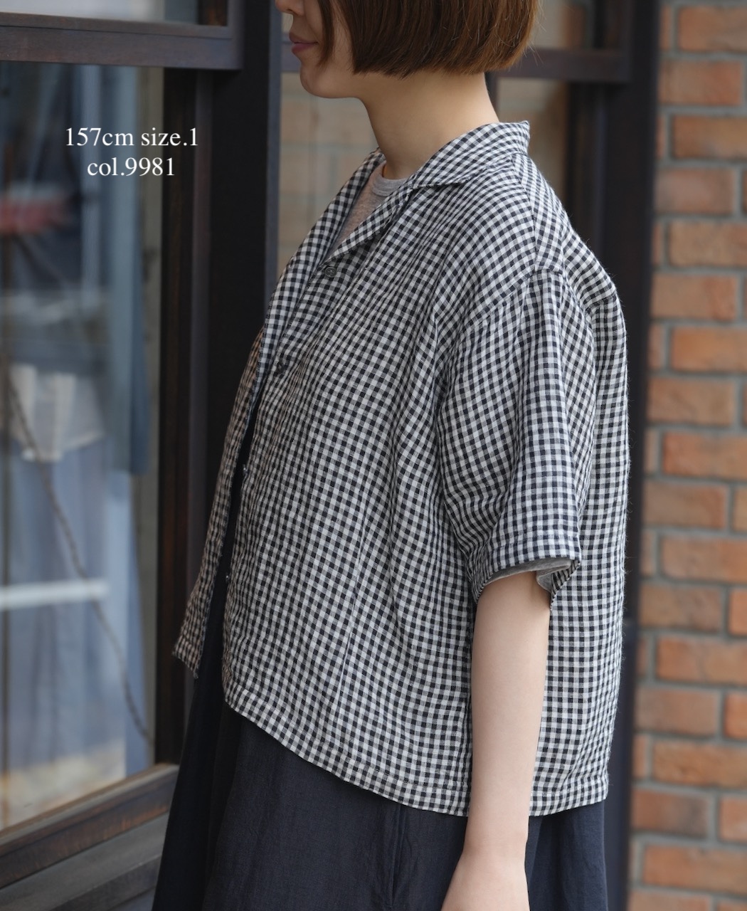 INSL26311(シャツ) 60s LINEN GINGHAM CHECK OPEN COLLAR SHIRTS