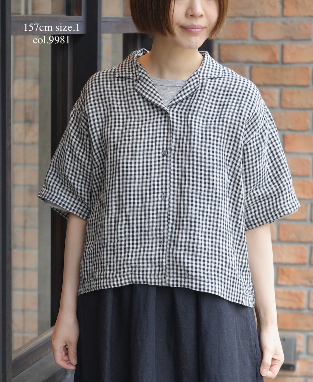 INSL26311(シャツ) 60s LINEN GINGHAM CHECK OPEN COLLAR SHIRTS