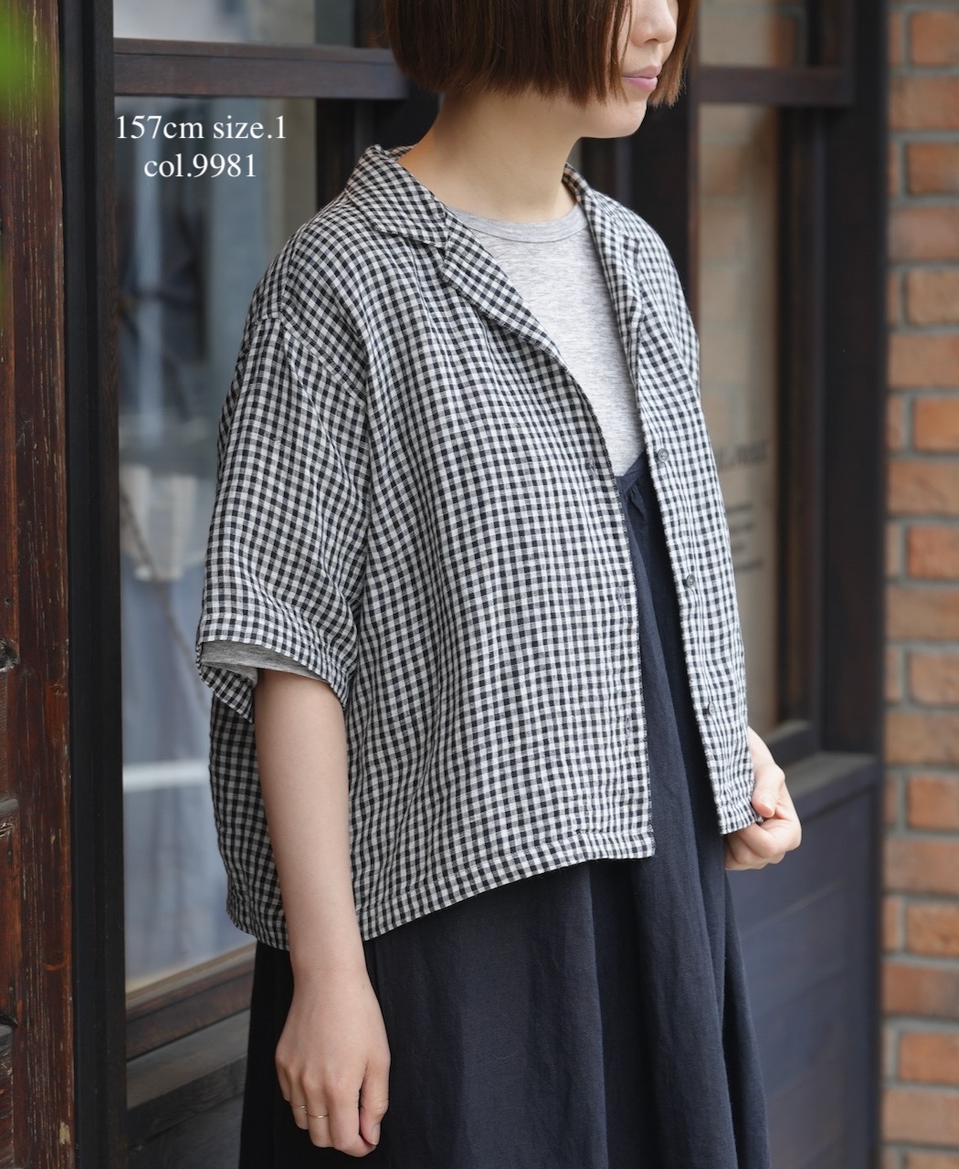 INSL26311(シャツ) 60s LINEN GINGHAM CHECK OPEN COLLAR SHIRTS