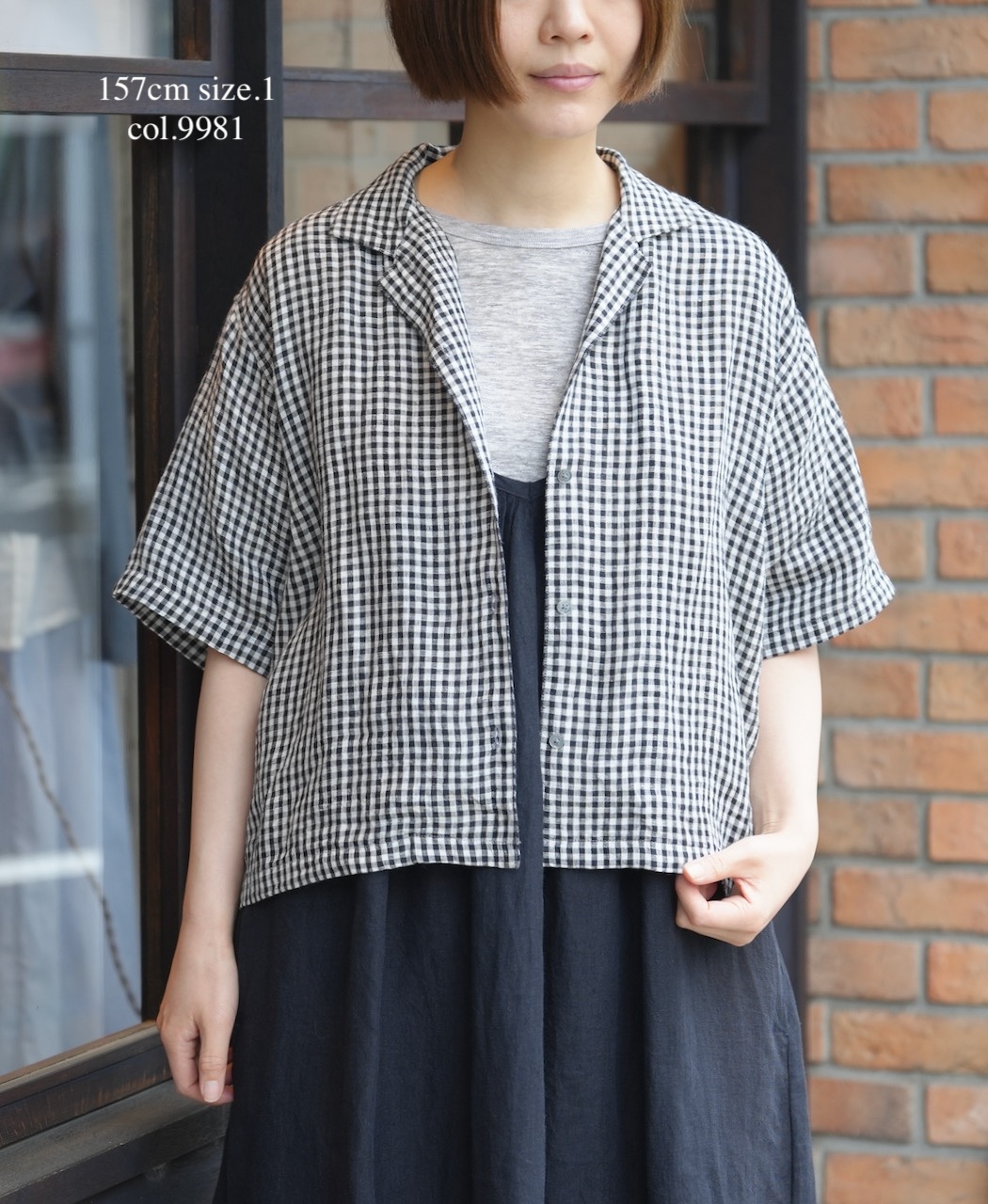 INSL26311(シャツ) 60s LINEN GINGHAM CHECK OPEN COLLAR SHIRTS