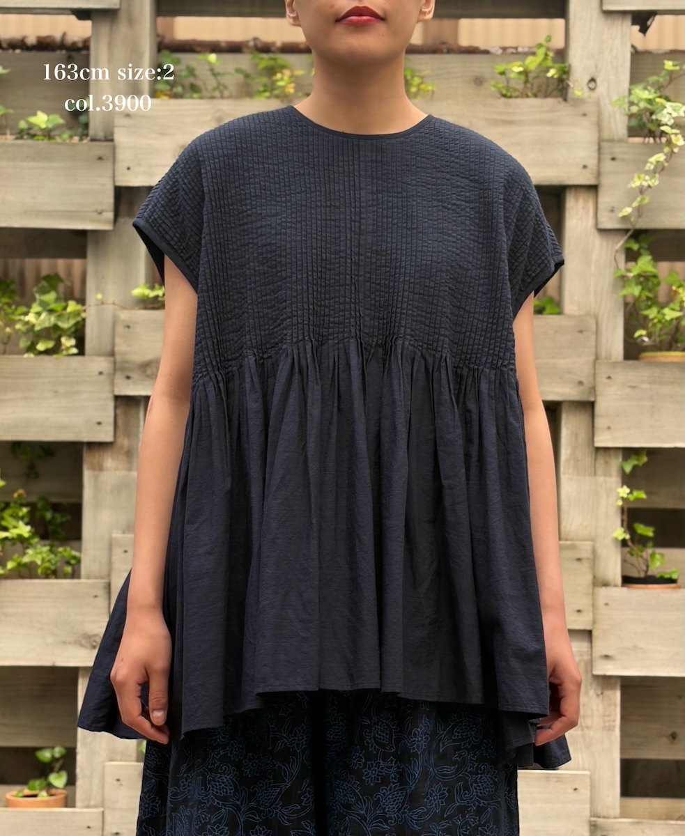 INMDS26053(シャツ) HANDWOVEN COTTON HAKEME CREW NECK FRENCH/SL SHIRTS WITH PINTUCK