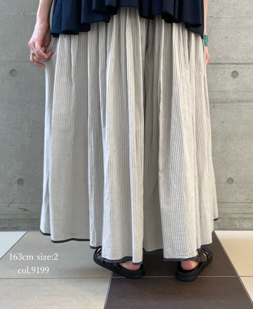 INMDS26065(キュロット) HANDWOVEN COTTON STRIPE CULOTTES WITH MINI PINTUCK