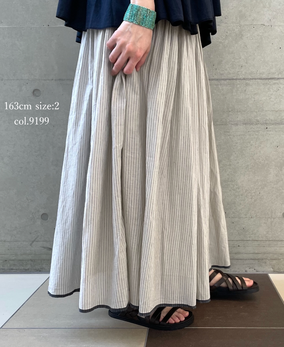 INMDS26065(キュロット) HANDWOVEN COTTON STRIPE CULOTTES WITH MINI PINTUCK