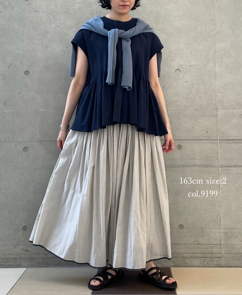 INMDS26065(キュロット) HANDWOVEN COTTON STRIPE CULOTTES WITH MINI PINTUCK