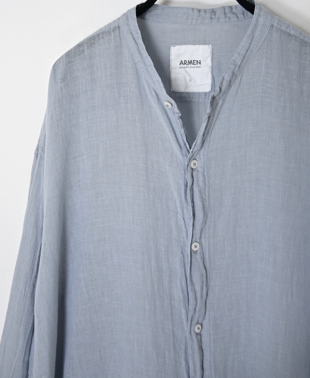 INAM2643GD(シャツ) 60s SINGLE GAUZE OVERDYED UTILITY BANDED COLLAR LONG SHIRT