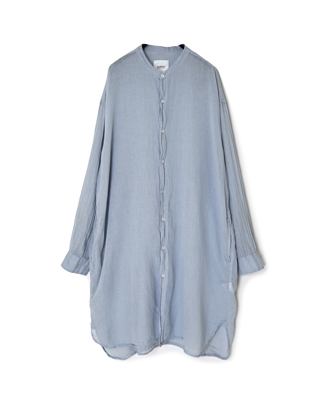 INAM2643GD(シャツ) 60s SINGLE GAUZE OVERDYED UTILITY BANDED COLLAR LONG SHIRT