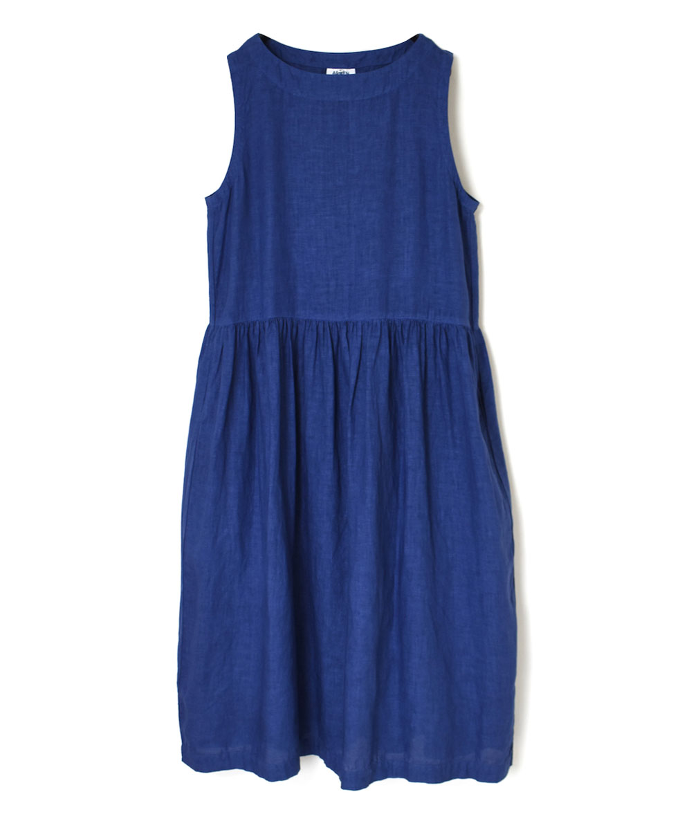 NAM1633LP (ワンピース) LINEN PLAIN (OVERDYE) BOAT NECK NO/SL ONE-PIECE