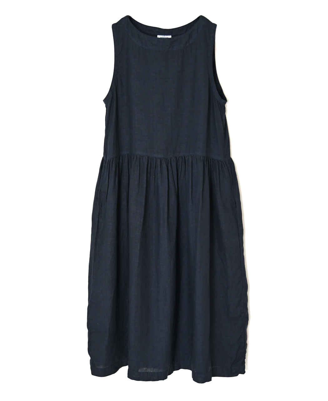 NAM1633LP (ワンピース) LINEN PLAIN (OVERDYE) BOAT NECK NO/SL ONE