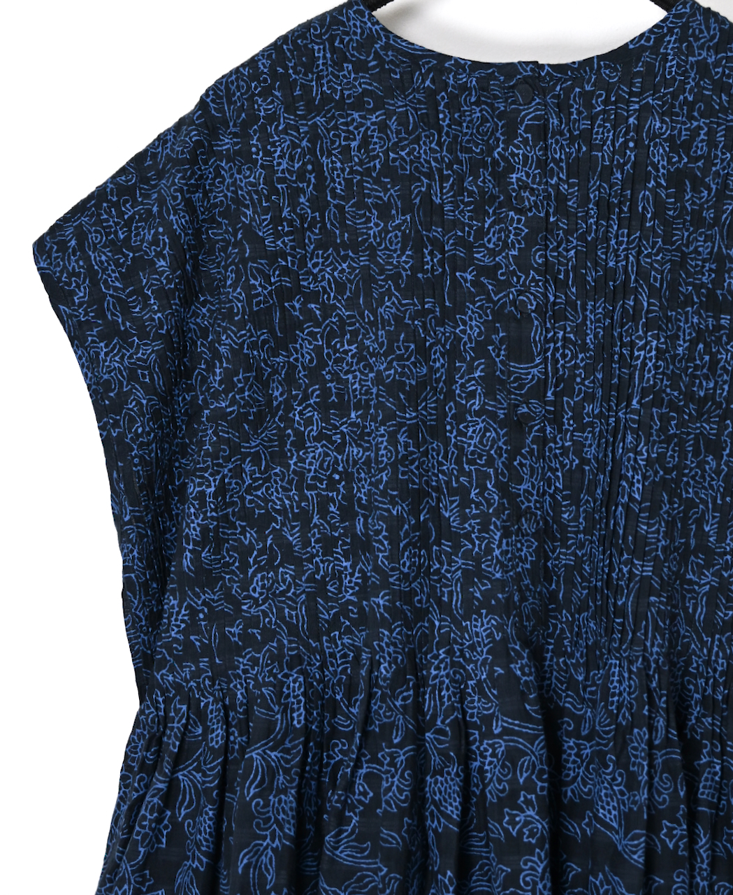 INMDS26096(シャツ) POWER LOOM COTTON DOBIE CHECK FLOWER HAND SCREEN PRINT CREW-NECK FRENCH/SL SHIRTS WITH PINTUCK