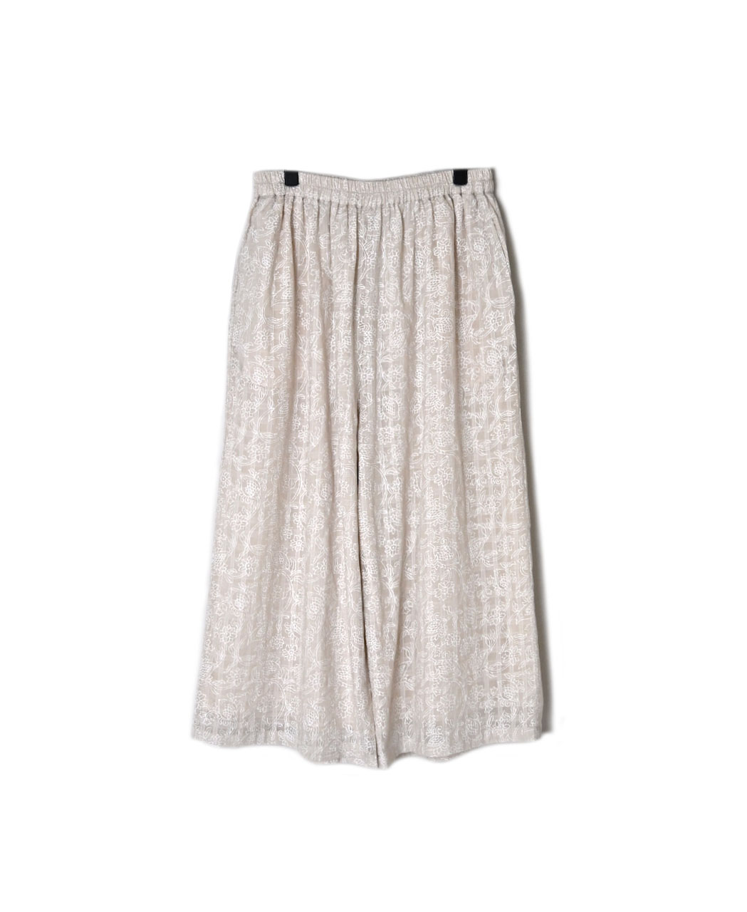 INMDS26095(パンツ) POWER LOOM COTTON DOBIE CHECK FLOWER HAND SCREEN PRINT EASY PANTS