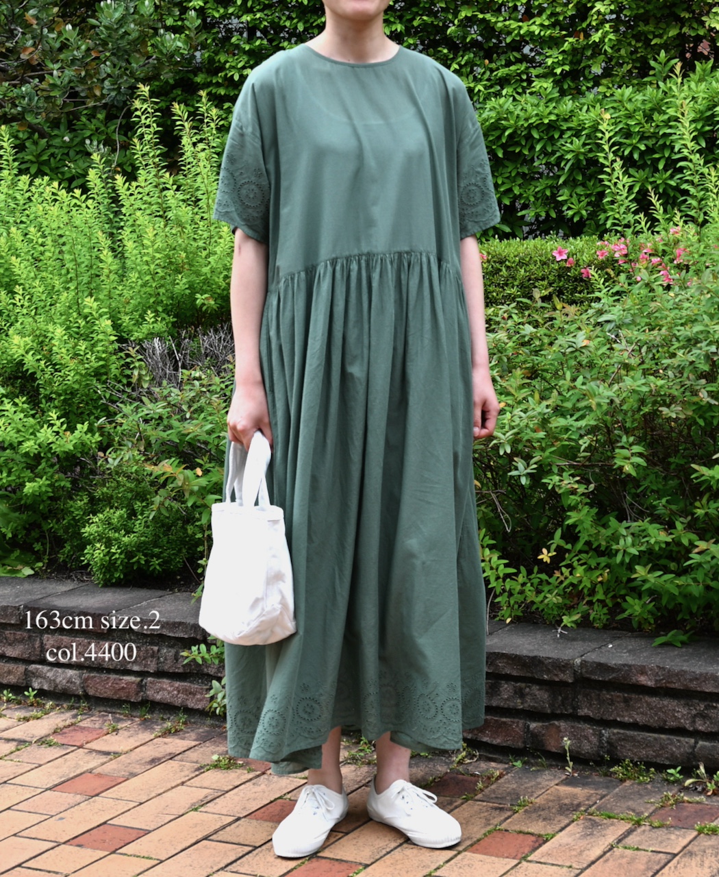 INSL26343(ワンピース) 80s VOILE PLAIN WITH CUT WORK LACE CREW NECK PULLOVER DRESS