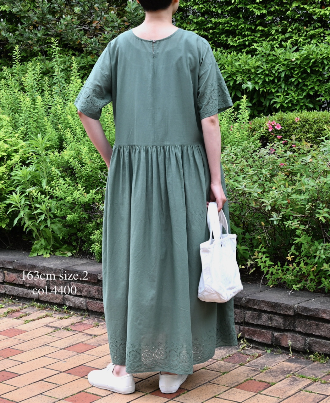 INSL26343(ワンピース) 80s VOILE PLAIN WITH CUT WORK LACE CREW NECK PULLOVER DRESS